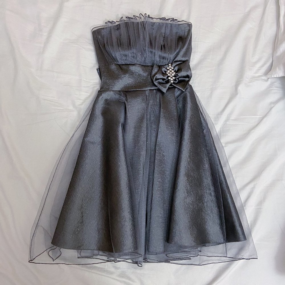 NWT Elegant Satin Formal Mini Dress, Strapless